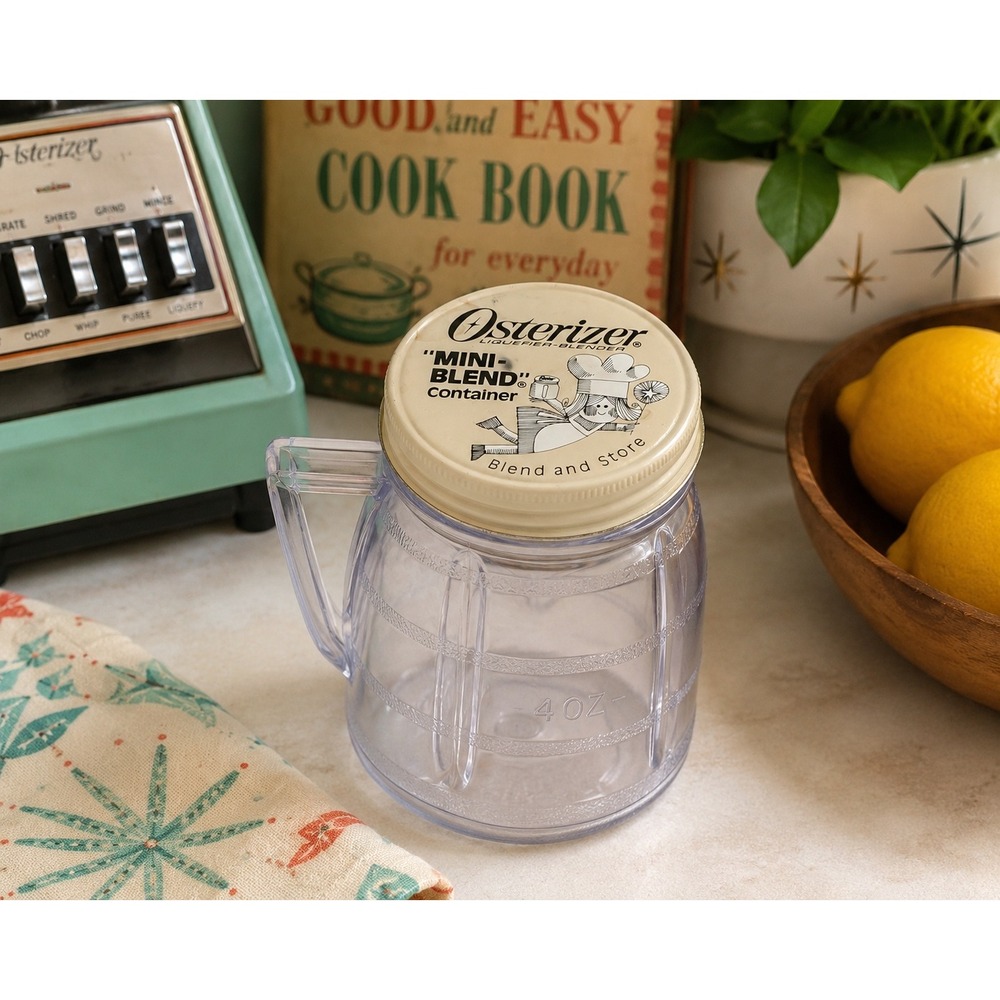 Vintage Osterizer Mini-Blend 8 Oz Container Jar Lid 1970s Blend & Store